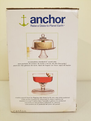 Anchor Hocking Canton Design Cake Dome OR Punch Bowl 2 Piece Set