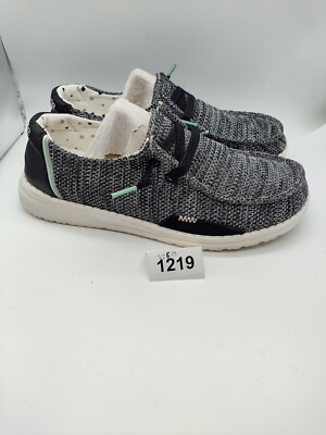 Hey Dude Women's Wendy Sox Sparkling Black Slip-on Loafers Size #1219 