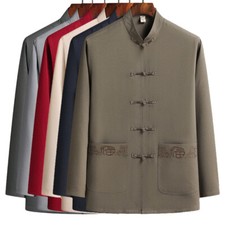 Mens Traditional Chinese Tang Suit Jacket Kung Fu Tai Chi Uniform Outfit