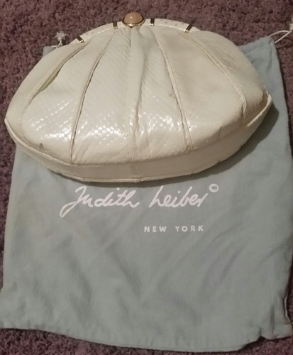 VTG Judith Leiber Snakeskin White Handbag with Pink Agate Grannycore Orig Box - Picture 3 of 12