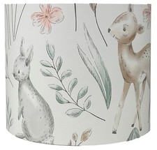 Kids Woodland Animals Lampshade - Rabbit & Deer Light Shade for Bedroom Nursery