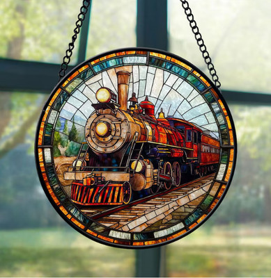 Train Stained Glass Suncatcher, Suncatcher Lovers Hanging Gift