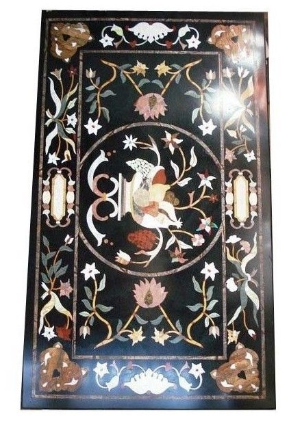 48x24 inch handmade pietra dura marble table top with intricate inlay marquetry for home decor