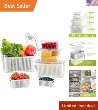 BPA-Free Vegetable & Fruit Containers for Fresh Food Storage - 4 Pack with Lids