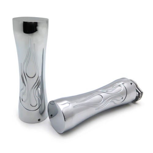 Empuñaduras de mano estilo llama de motocicleta de 1" para Harley Sport Tour Glide Fxrt cromadas - Imagen 4 de 8
