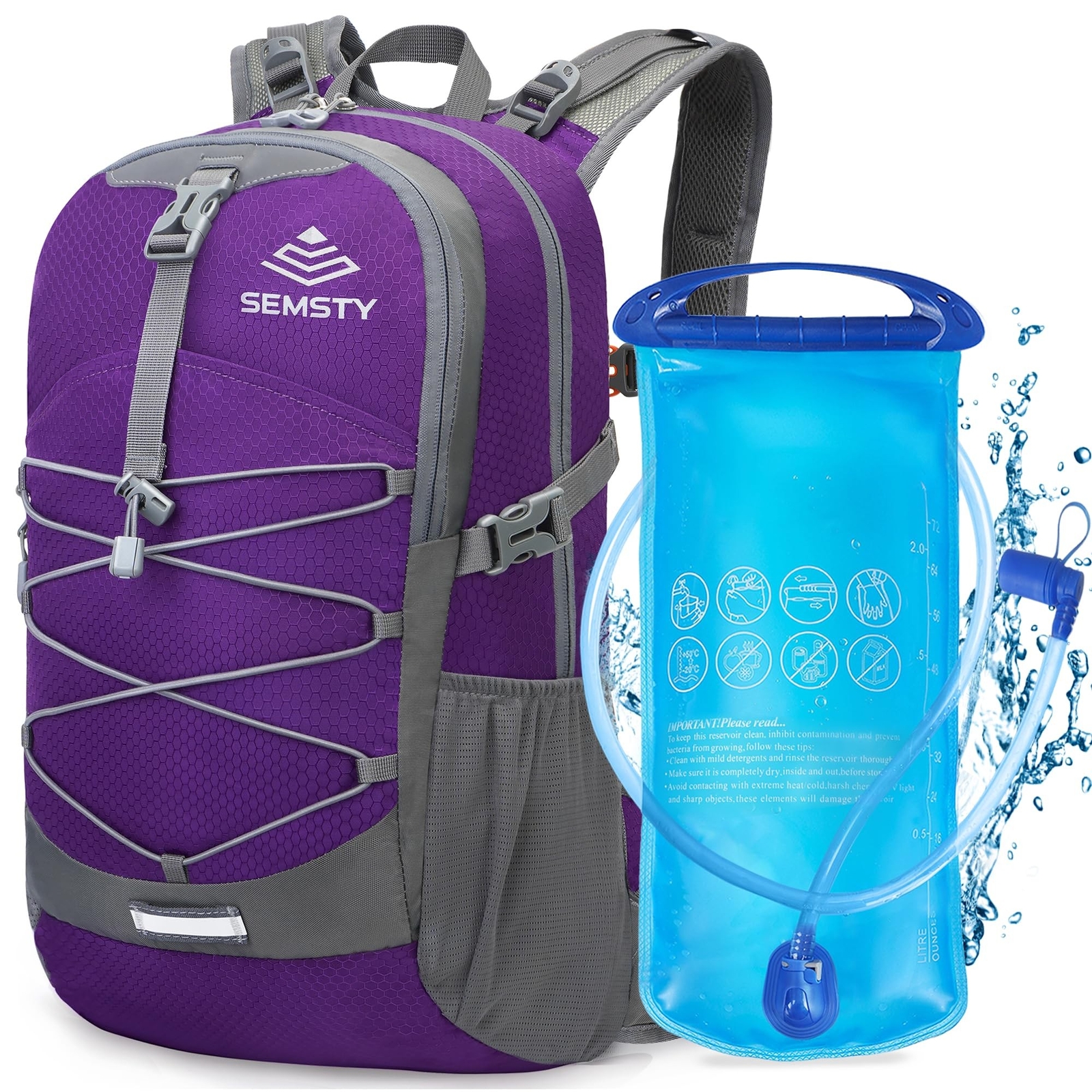 Hiking Backpack with 2L Water Bladder Rain Cover Hydration Pack-image