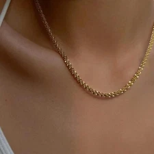 Gold plated stainless steel twisted chain for women tarnish free and Waterproof