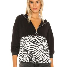 Superdown Revolve Tilly Zip Up Jacket Black Zebra S New