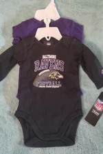 NFL BALTIMORE RAVENS BABY boys ONE PIECE CREEPER SET 2-PACK 0- 3 MONTHS SIZE NEW