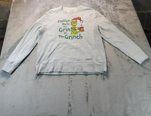 Life Is Good Grinch Grillin Like A Villain Long Sleeve Sweatshirt Men's size L