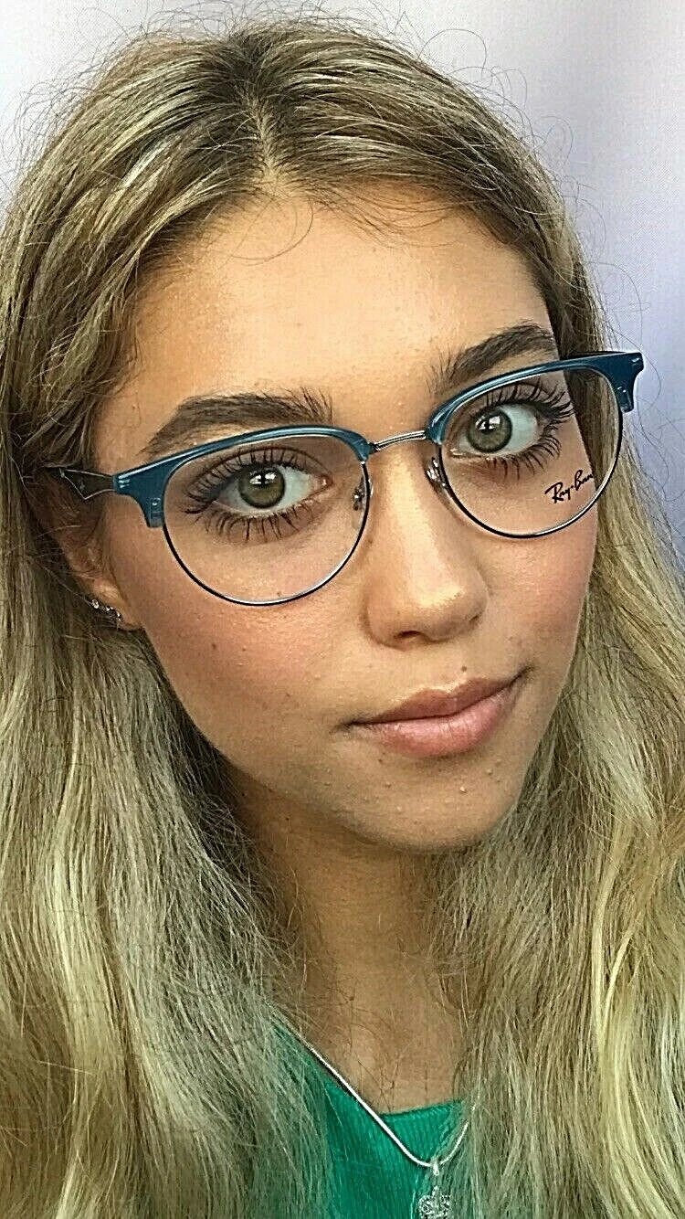 New Ray Ban RB 966342 51mm Silver Blue Round Women's Eyeglasses Frame