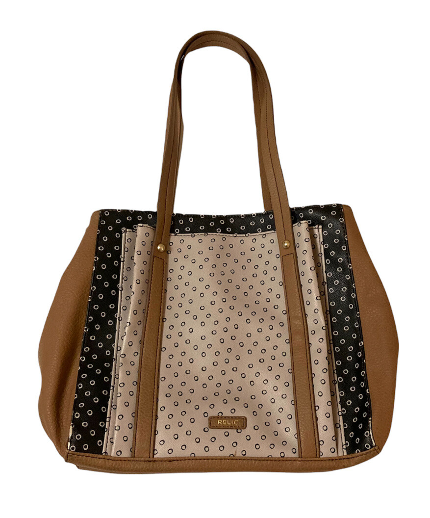 Relic by Fossil Bailey Double Entry Black Dot Faux Leather