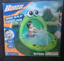 Banzai Spray 'N Play Froggy Pool Swimming Kids Summer Inflatable New
