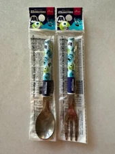 NEW! Daiso Disney Pixar Monsters Inc Stainless Steel Kids Spoon Fork Set