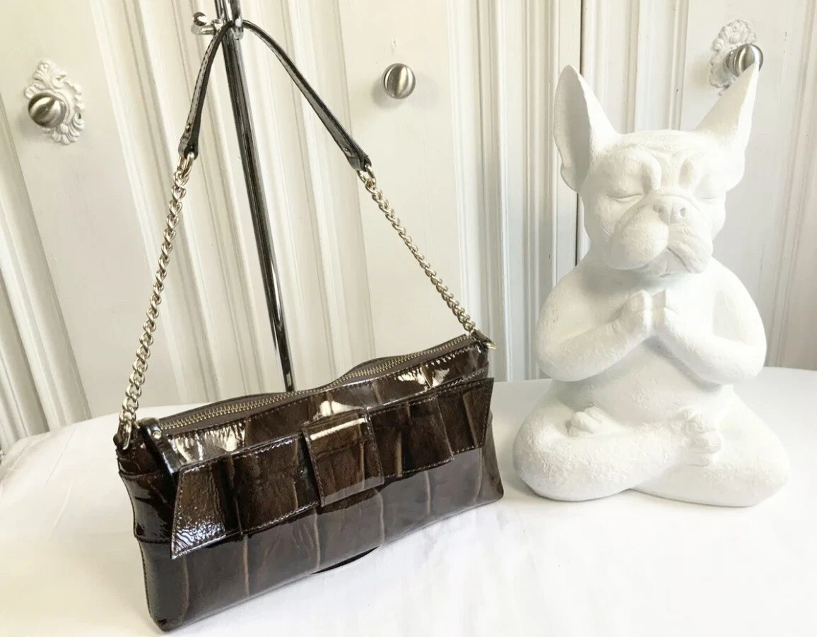 Kate Spade Rare Patent Leather Knightsbridge Croc Bow Clutch eBay