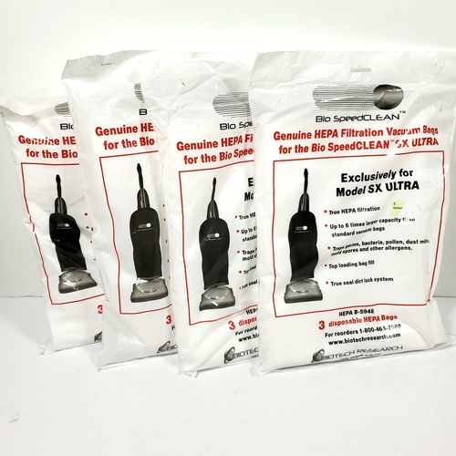 12 X Genuine Bio SpeedCLEAN Model SX ULTRA HEPA Filtration Vacuum Bags B-5948