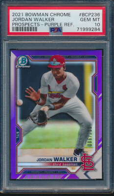 PSA 10 JORDAN WALKER 2021 Bowman Chrome PURPLE REFRACTOR #/250 RC 