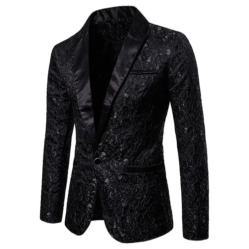 Herren Jacquard Smoking Anzug Sakko Abendessen Party Abschlussball Hochzeit Blazer Jacken Mantel - Bild 25 von 28
