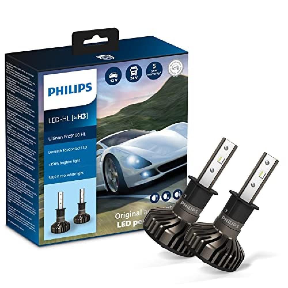 (TG. H3) Philips Ultinon Pro9100 LED lampadina fari auto (H3), 350%, 5.800K, set