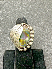 Vintage Mexico Sterling Silver Abalone Stone Ring Size 5