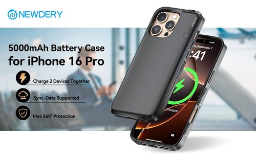 NEWDERY iPhone 16 Pro Battery Case 5000mAh – CarPlay, Wired Headset, Black Used - 第 8/12 張圖片