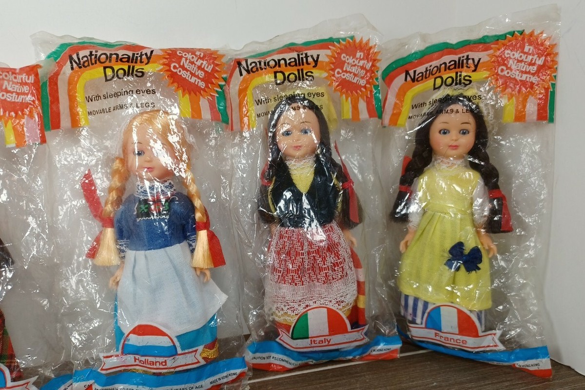 Vintage 70's NATIONALITY DOLLS Made in Hong Kong w/ Sleeping Eyes