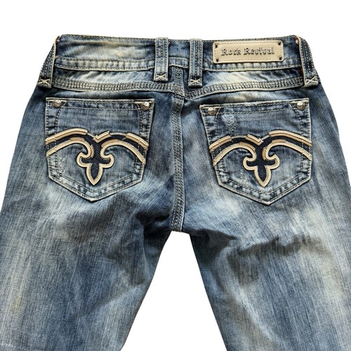 Rock Revival Alanis Straight Size 27 Jeans Low Rise Medium Wash Faded Distressed