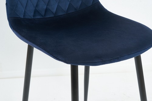 Amaze 4X Blue Dining Chair Velvet Padded Seat Metal Leg Kitchen Dressing Office - Picture 10 of 25