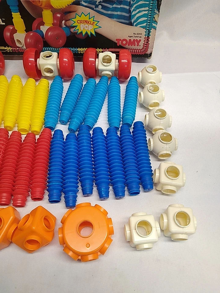 Vintage Popoid 43 Pcs TOMY 1985 80s Construction Interlocking Toy 5203 Fun W Box - Image 4 of 4