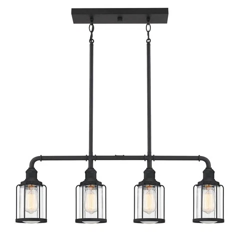 Quoizel LUD434 Ludlow 4 Light 34"W Linear Chandelier - Black - Picture 6 of 6