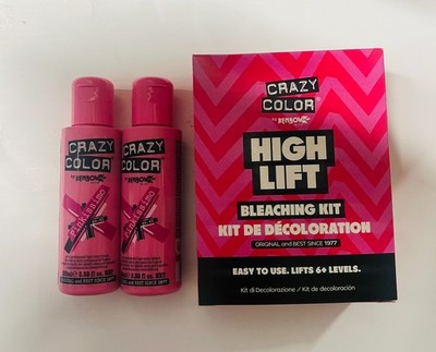 Crazy Color Semi-Permanent Conditioning Haarfarbe - 2x Pinkissimo & Bleaching Kit 
