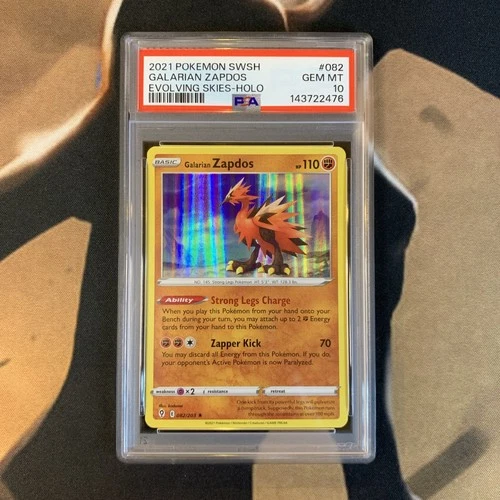 Galarian Zapdos PSA 10 Evolving Skies 082/203 Pokémon Card Gem Mint