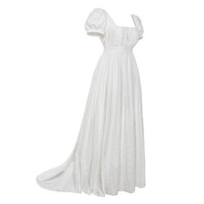 Regency Dresses for Women Luxurious Lace Empire Waist Dress Small White