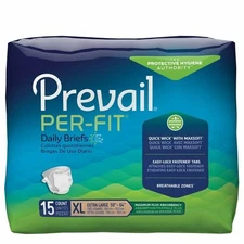 PREVAIL Per-Fit Daily Briefs Adult Incontinence Diapers W/Tabs XL 59"-64" 4-Pack