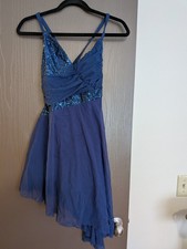 Dark Blue Sequin Accent Assymetric Kelle Dance Costume MA