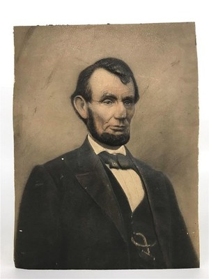 Antique Three-Dimensional Embossed Chromolithograph Portrait of Abraham Lincoln
