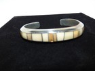 BEAUTIFUL AARON TOADLENA NAVAJO STERLING MOTHER OF PEARL  CUFF BRACELET — photo 3