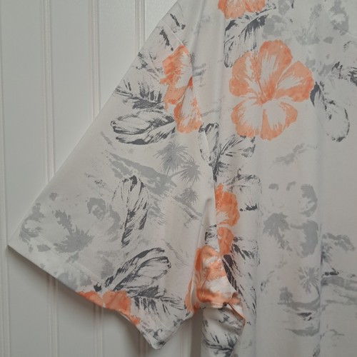 Roundtree & Yorke Performance Polo Shirt Mens XL White Orange Floral Work Play - Picture 10 of 16