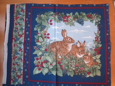 Stoff - Kissenpanel ''Hasenfamilie'' - Fabric Tradions 