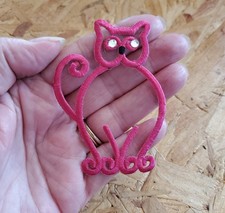 Cat - Kitten - Pink Frame - W/Stone Accent Eyes - Embroidered Iron On Patch