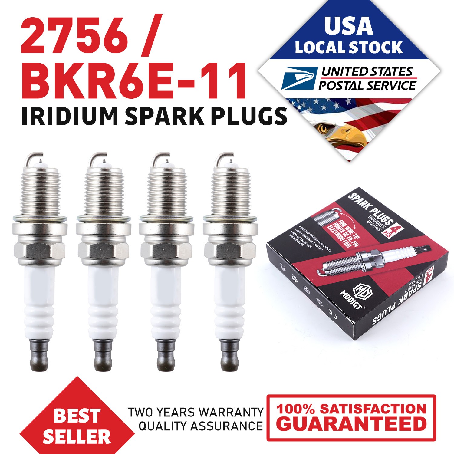 4 X For NGK Modigt Resistor OEM MGT Performance Spark Plugs BKR6E11 # 2756