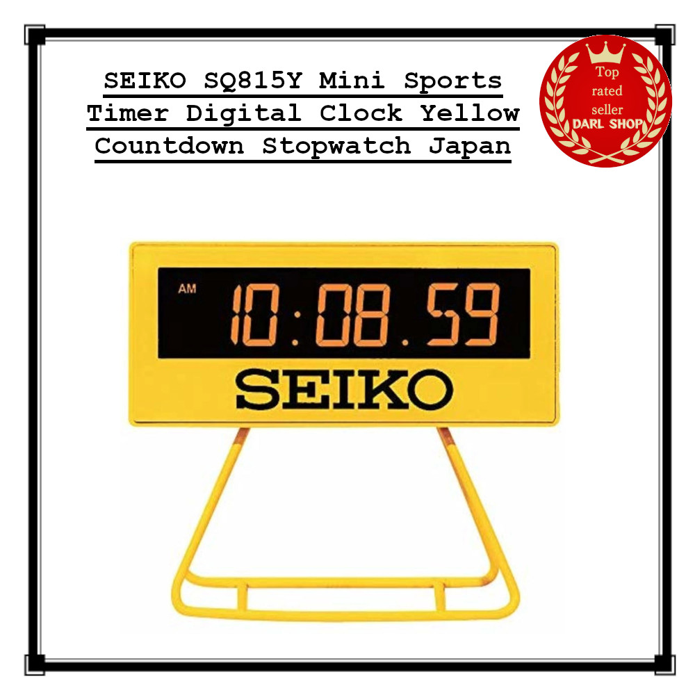 SEIKO SQ815Y Mini Sports Timer Digital Clock Yellow Countdown Stopwatch Japan