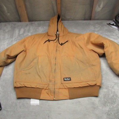 Walls Workwear Bomber Jacket Mens XL Brown Canvas Fleece Lined Heavy Duty Rugged