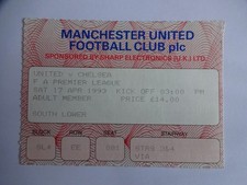Ticket Stub - MANCHESTER UNITED V CHELSEA PREMIER LEAGUE - 1992-93