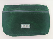 ELEMIS London Velvet Cosmetic Bag Womens Green Travel Makeup Case Zip