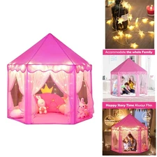 Large Indoor-Outdoor Princess Tent with Star Lighting - Cozy Play Space for Kids