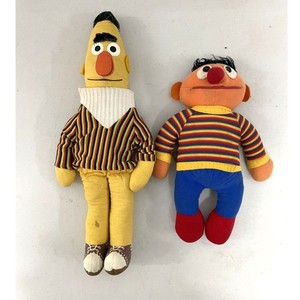 Vintage Bert & Ernie Plush Dolls Set Sesame Street Knickerbocker - SOLD AS IS
