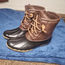 Sperry Saltwater Rain Boot, Tan/Dark Brown Size 5M