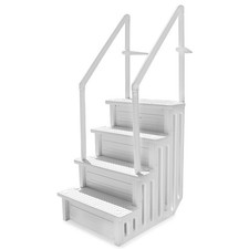 Above Ground Pool Ladder 32" In Step Non Slippery Step System with Handle, White