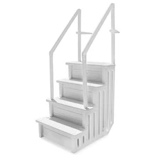 Above Ground Pool Ladder 32" In Step Non Slippery Step System with Handle, White